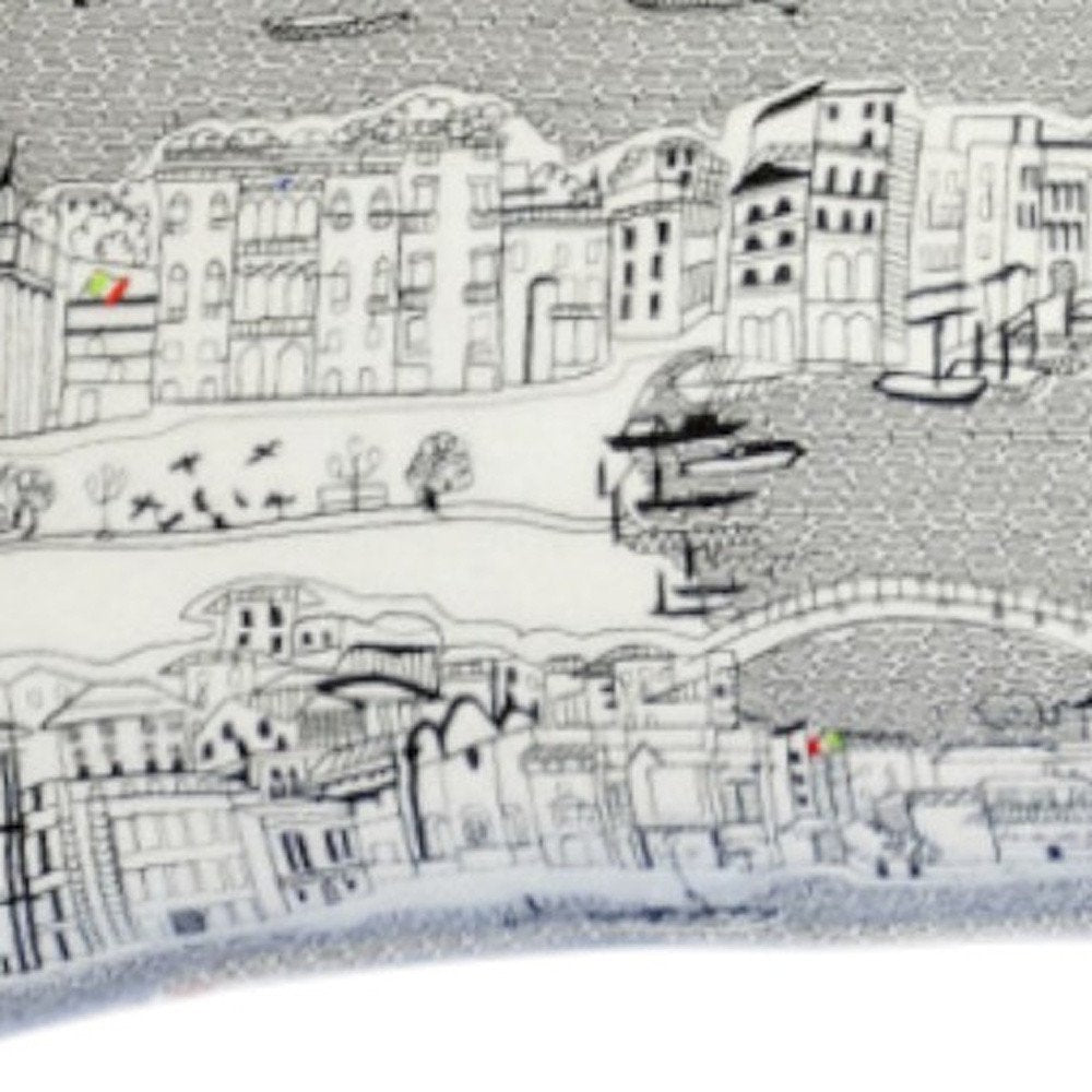 14" X 35" Cream Venice Daylight Skyline Lumbar Decorative Pillow