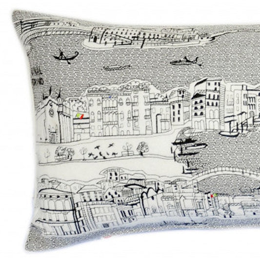 14" X 35" Cream Hometown Pride Wool Lumbar Throw Pillow