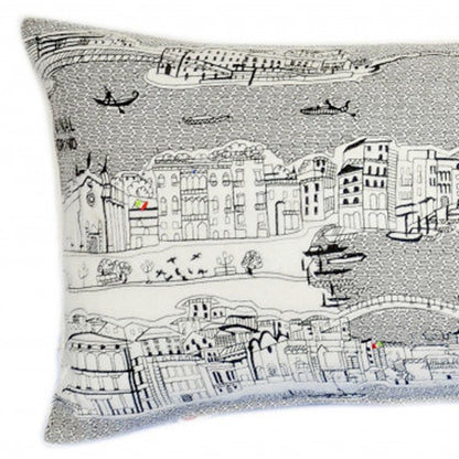 14" X 35" Cream Hometown Pride Wool Lumbar Throw Pillow