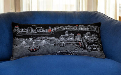 35" Black Wichita Nighttime Skyline Lumbar Decorative Pillow