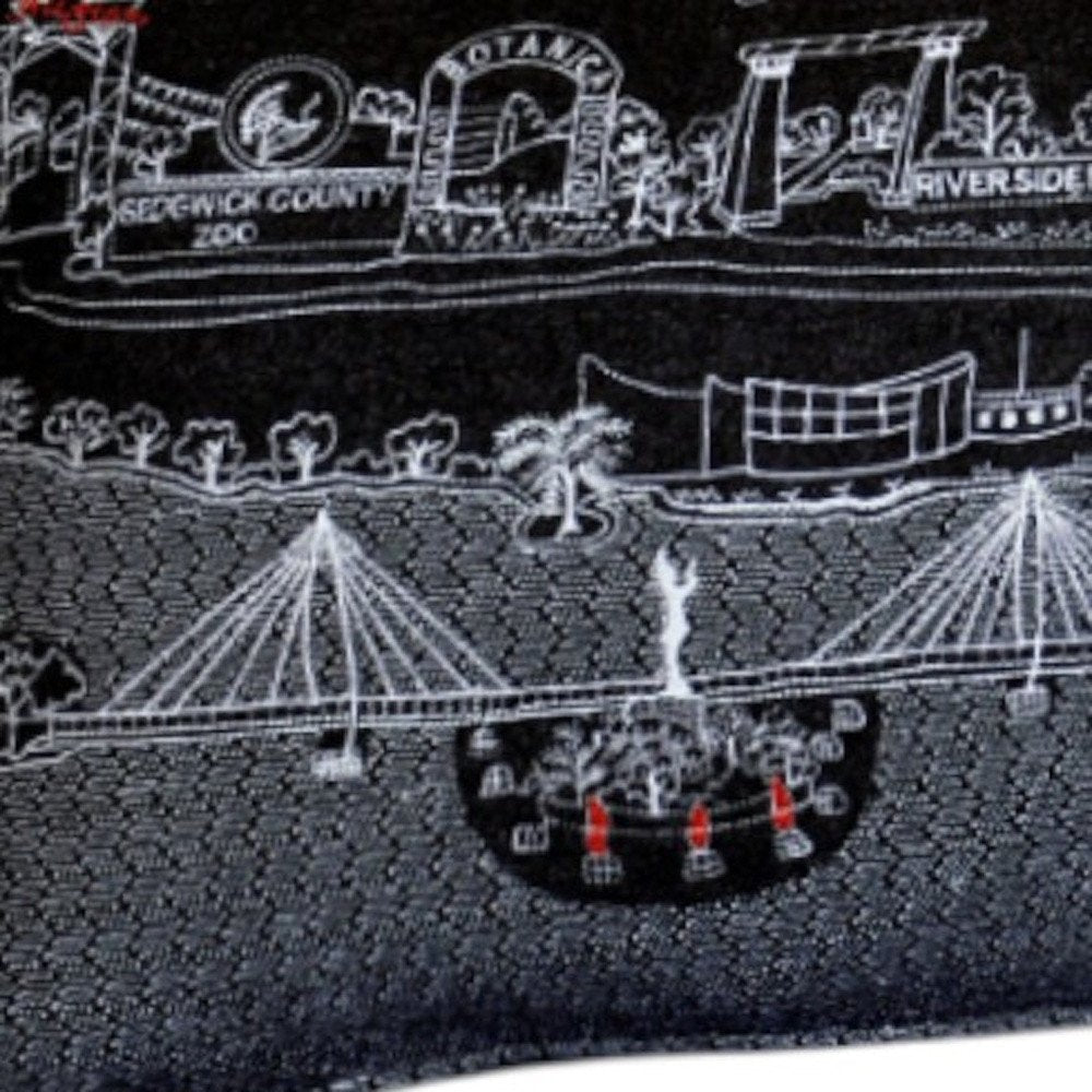 14" X 35" Black Gray and White Hometown Pride Wool Lumbar Throw Pillow