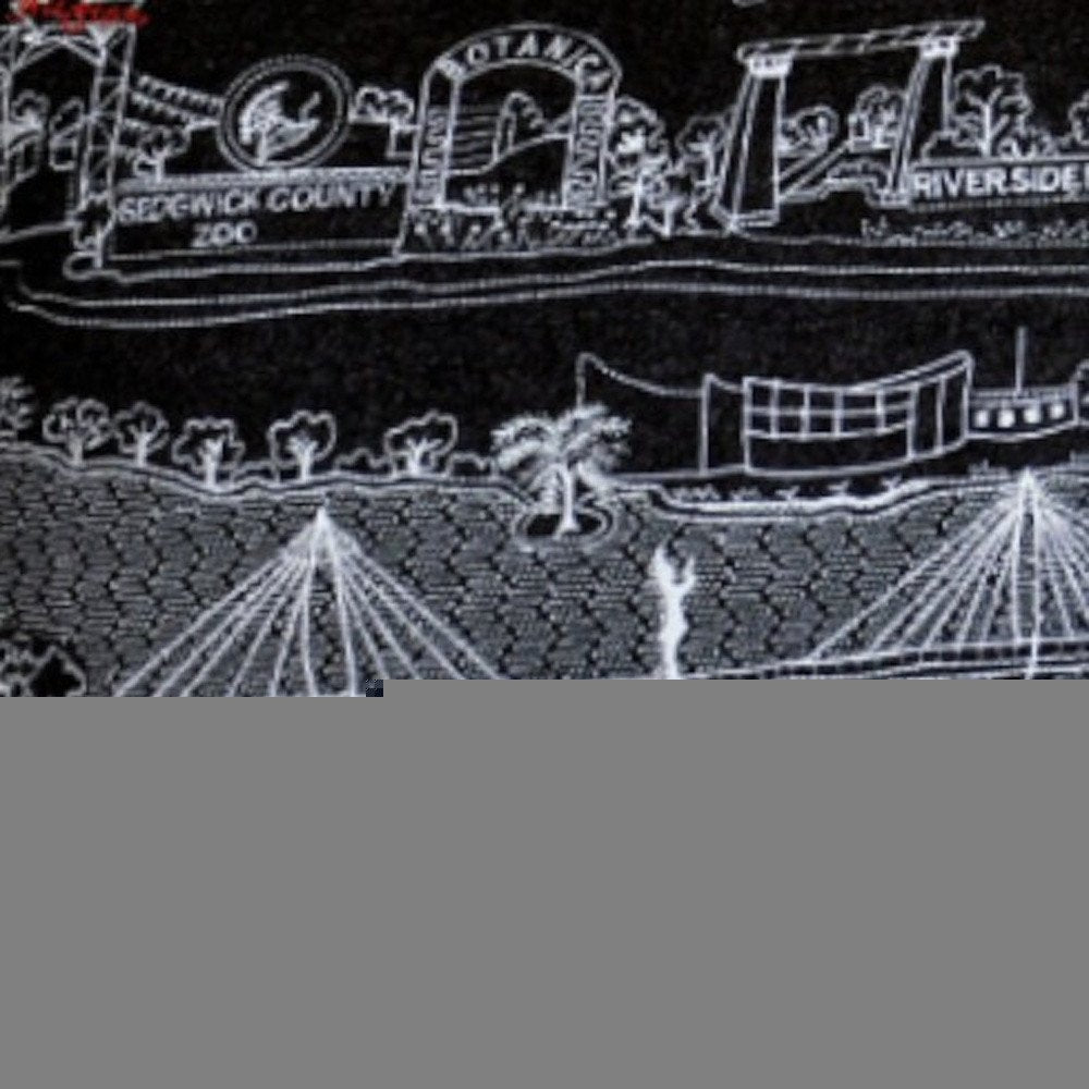 14" X 35" Dark Gray And White Wichita Nighttime Skyline Lumbar Decorative Pillow