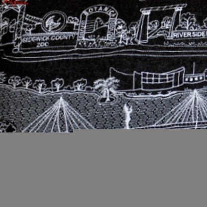 14" X 35" Dark Gray And White Wichita Nighttime Skyline Lumbar Decorative Pillow