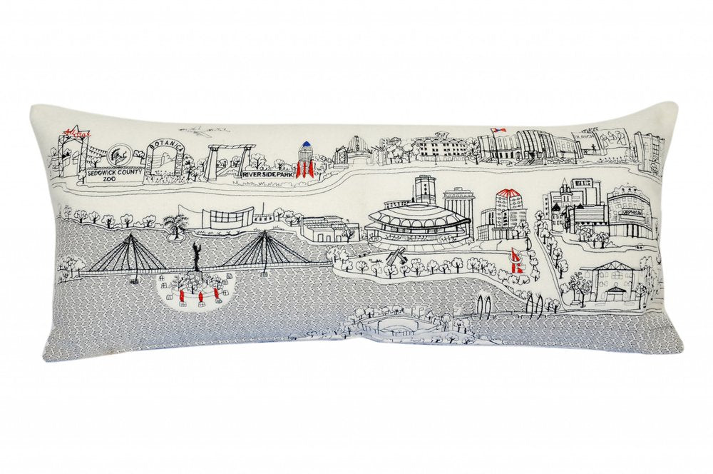 14" X 35" Cream Wichita Daylight Skyline Lumbar Decorative Pillow