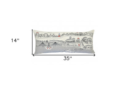 35" White Wichita Daylight Skyline Lumbar Decorative Pillow