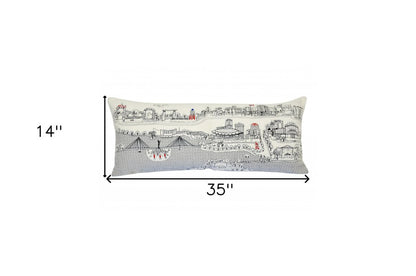 14" X 35" Cream Wichita Daylight Skyline Lumbar Decorative Pillow