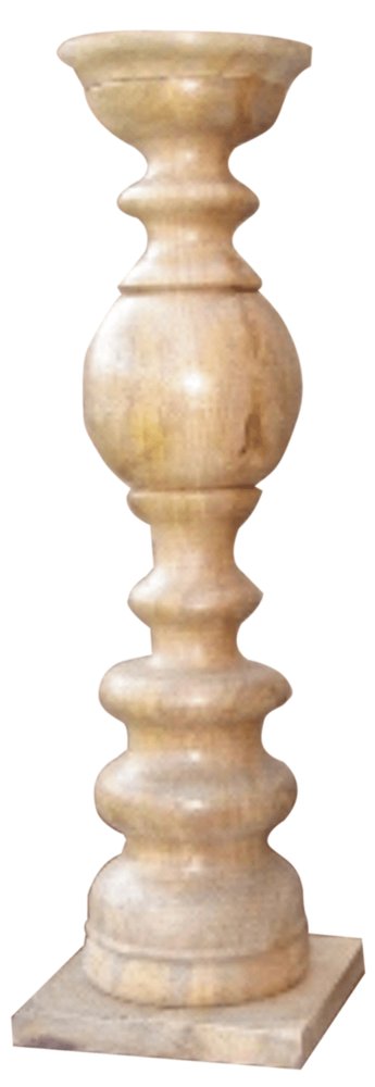 24" Natural Solid Wood Floor Pillar Candle Holder
