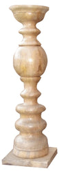 24" Natural Solid Wood Floor Pillar Candle Holder