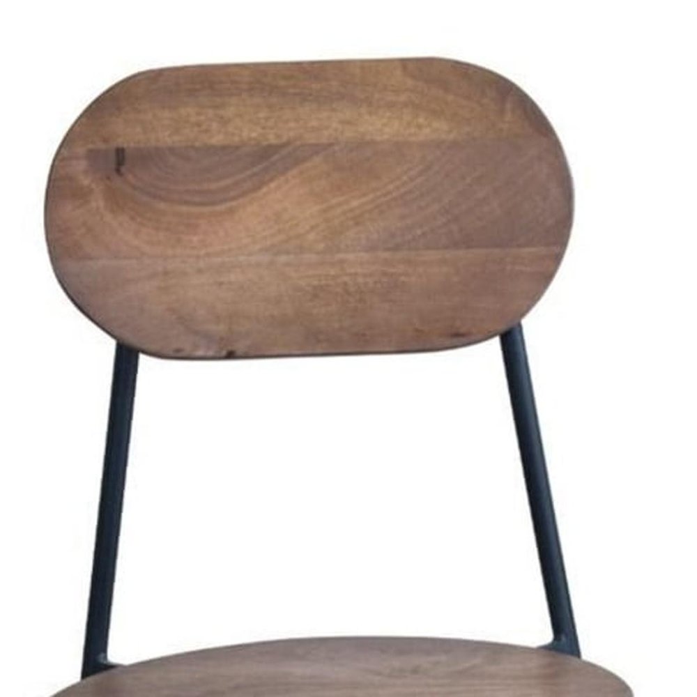 Set of Two Brown And Black Metal and Wood King Louis Back Dining Side Chairs