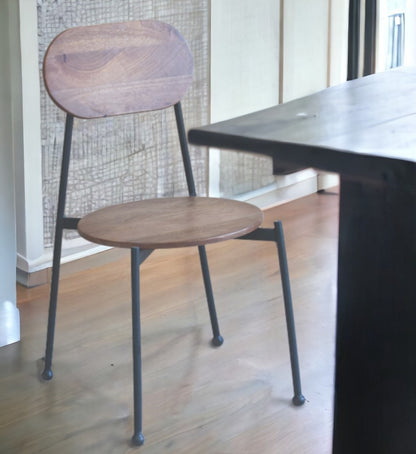 Set of Two Brown And Black Metal and Wood King Louis Back Dining Side Chairs