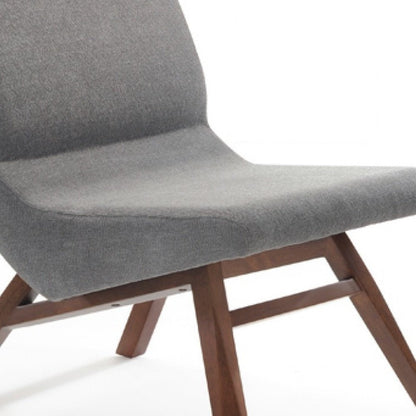 22" Gray And Brown Upholstered Lounge Chair With Ottoman