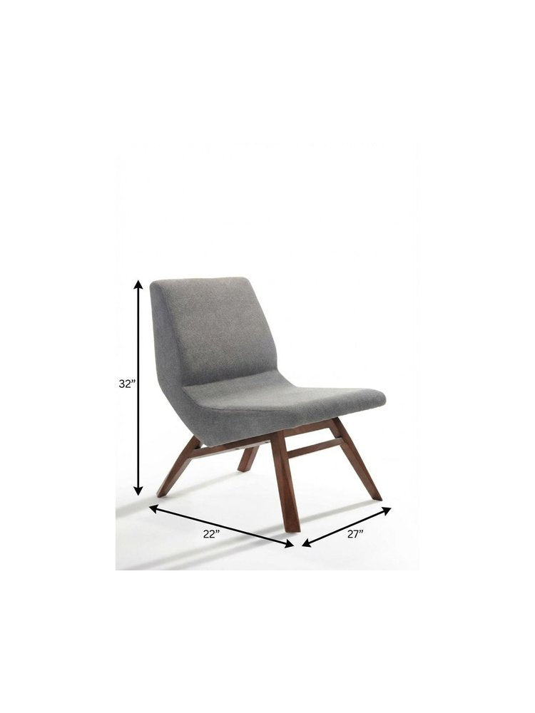 22" Gray And Brown Upholstered Lounge Chair With Ottoman