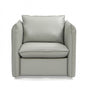 36" Gray And Silver Genuine Leather Swivel Lounge Chair