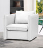 36" White And Silver Genuine Leather Swivel Lounge Chair