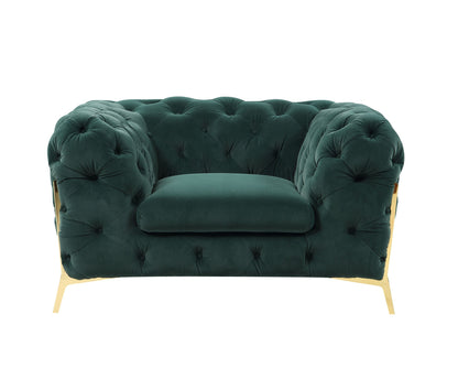 50" Green And Gold Velvet Tufted Club Chair