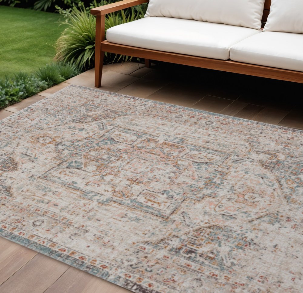 9' X 12' Beige Indoor Outdoor Area Rug