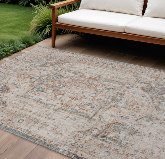 9' X 12' Beige Indoor Outdoor Area Rug