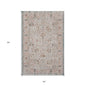 5' X 8' Beige Floral Stain Resistant Indoor Outdoor Area Rug