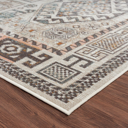 5' X 8' Cream Indoor Outdoor Area Rug