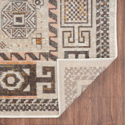 5' X 8' Cream Indoor Outdoor Area Rug