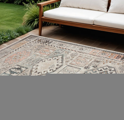 8' X 10' Cream Indoor Outdoor Area Rug