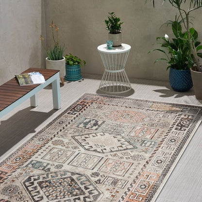 8' X 10' Cream Indoor Outdoor Area Rug