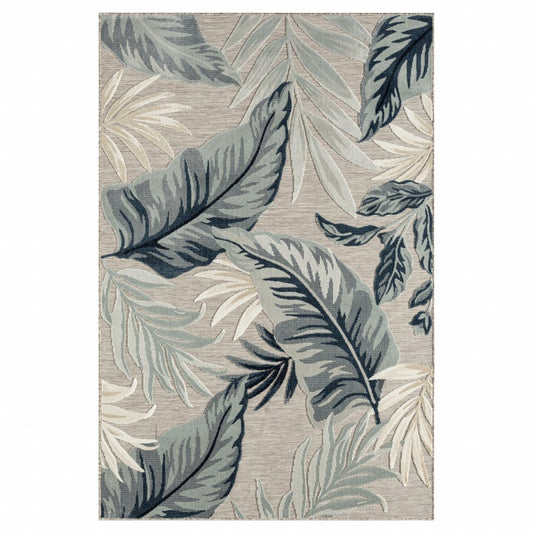 5' X 7' Blue And Gray Indoor Outdoor Area Rug