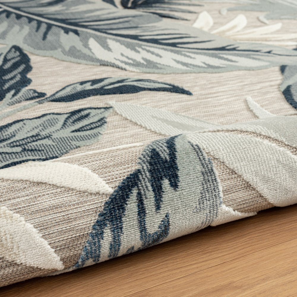 5' X 7' Blue And Gray Indoor Outdoor Area Rug