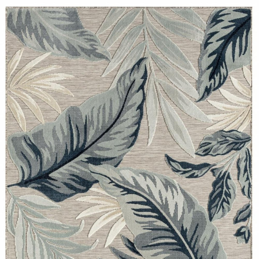 8' X 10' Blue And Gray Indoor Outdoor Area Rug