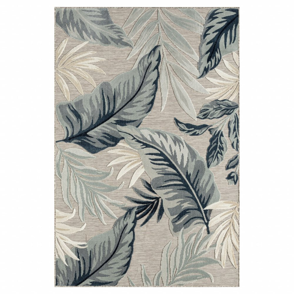 8' X 10' Blue And Gray Indoor Outdoor Area Rug