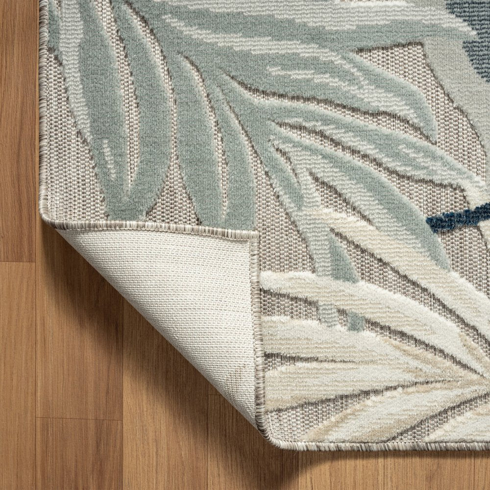 8' X 10' Blue And Gray Indoor Outdoor Area Rug
