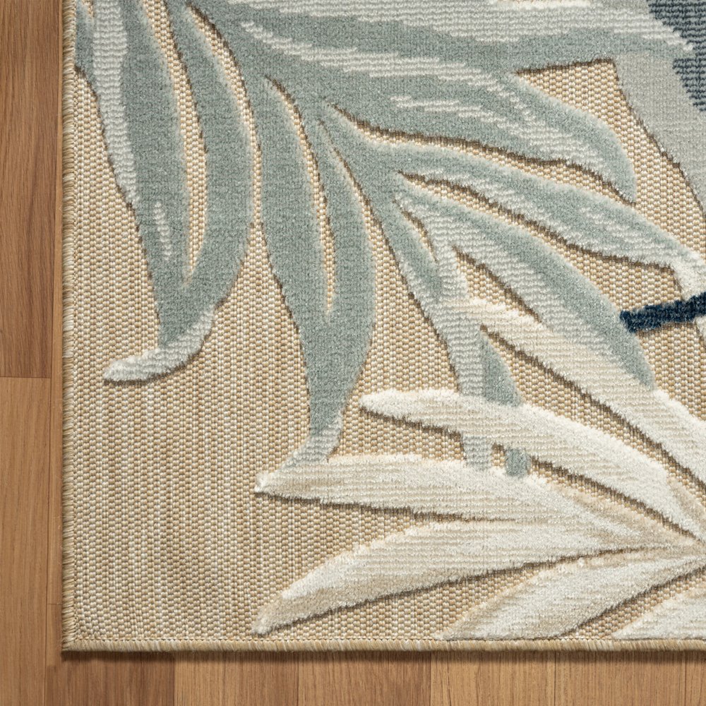 8' X 10' Blue And Beige Indoor Outdoor Area Rug
