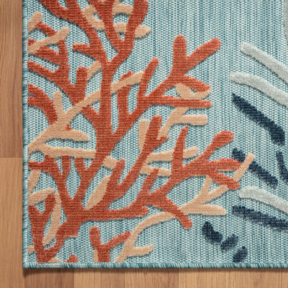 5' X 7' Blue And White Indoor Outdoor Area Rug