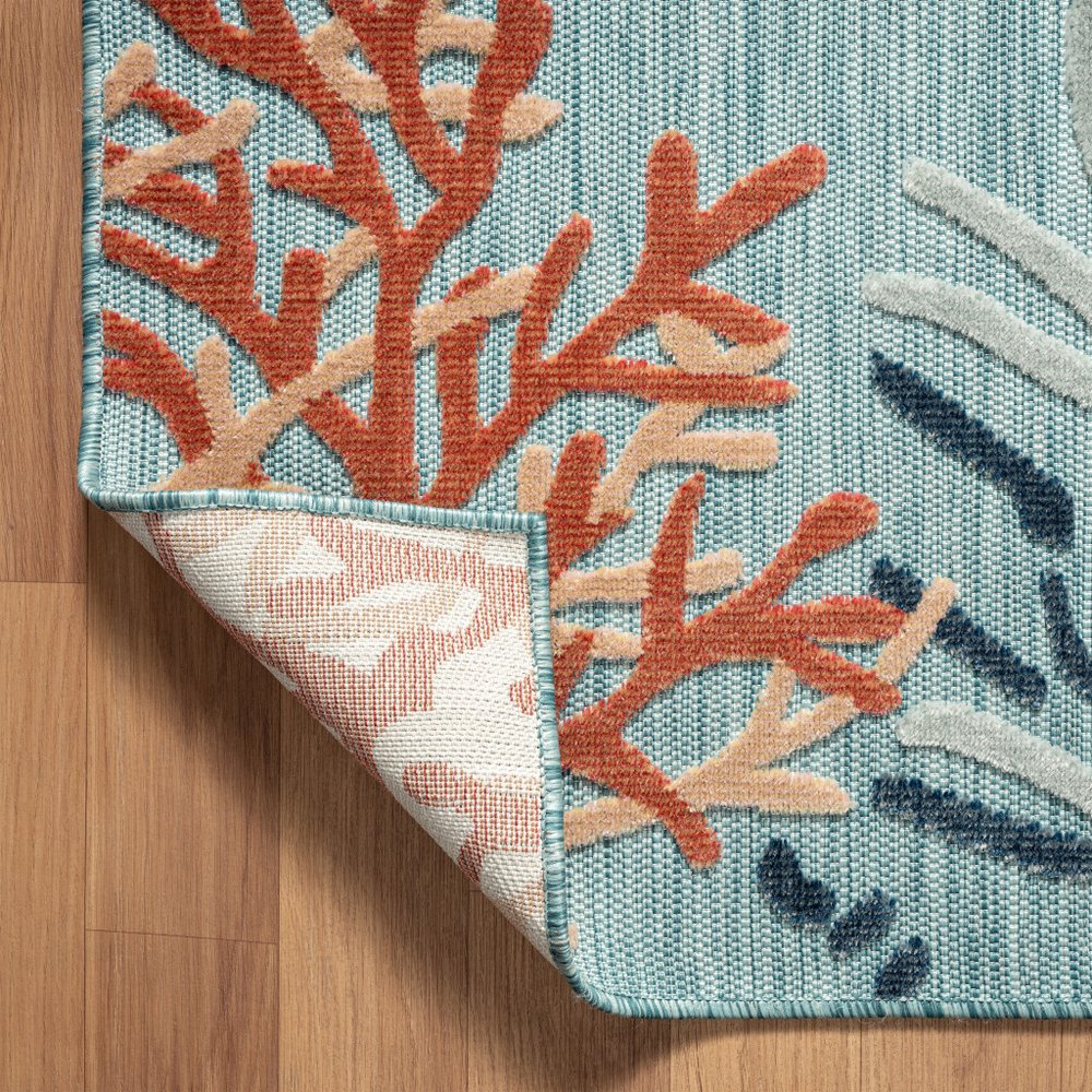 5' X 7' Blue And White Indoor Outdoor Area Rug