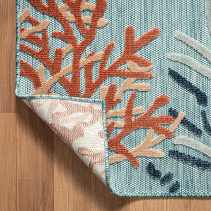 5' X 7' Blue And White Indoor Outdoor Area Rug