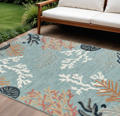 8' X 10' Blue And White Indoor Outdoor Area Rug