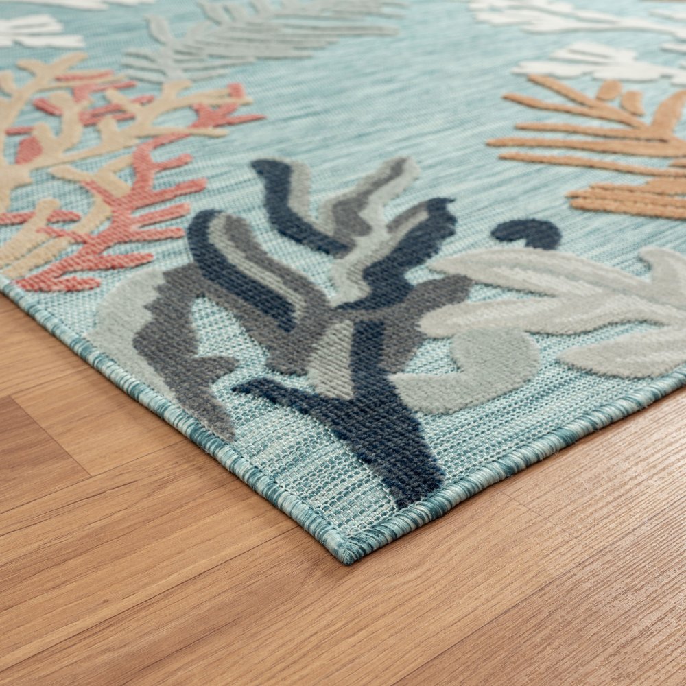 8' X 10' Blue And White Indoor Outdoor Area Rug