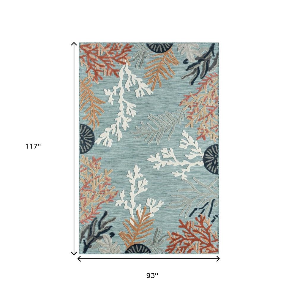 8' X 10' Blue And White Indoor Outdoor Area Rug