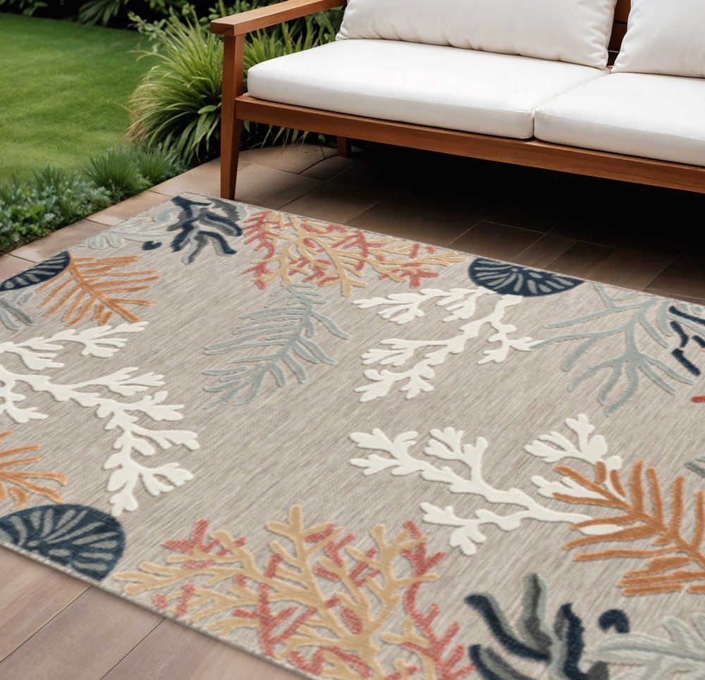 8' X 10' Blue And Gray Indoor Outdoor Area Rug