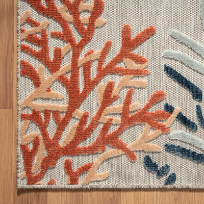 8' X 10' Blue And Gray Indoor Outdoor Area Rug
