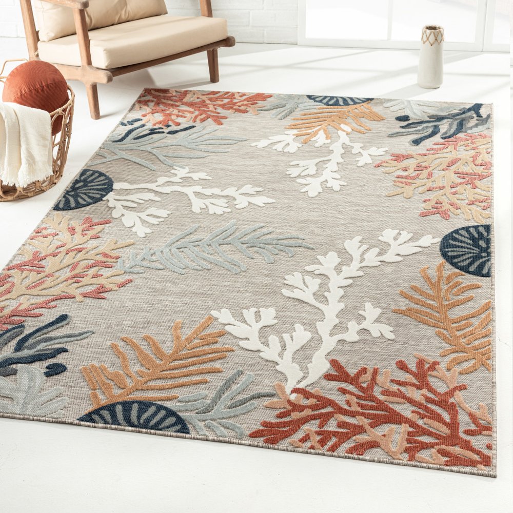8' X 10' Blue And Gray Indoor Outdoor Area Rug