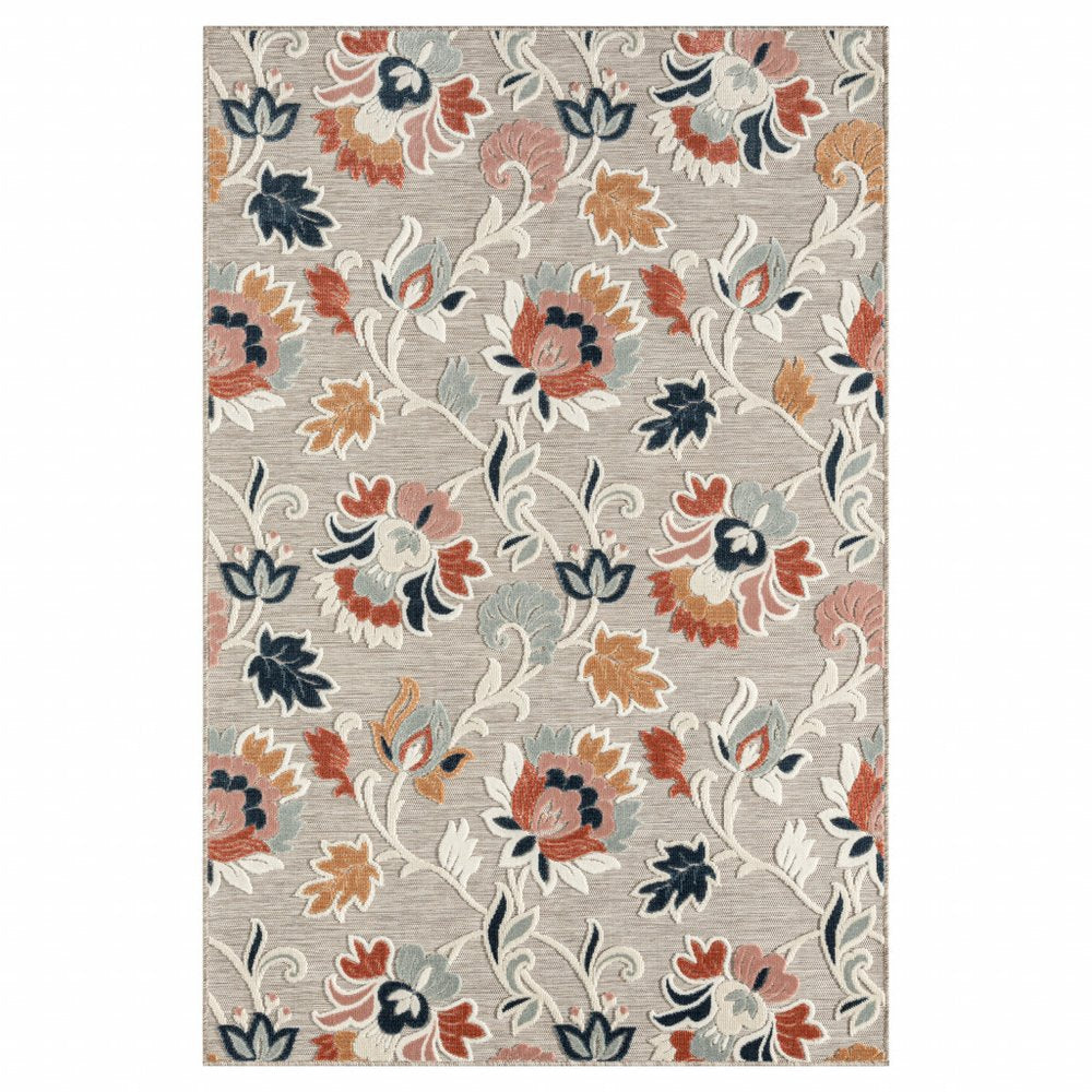 8' X 10' Blue And Gray Indoor Outdoor Area Rug