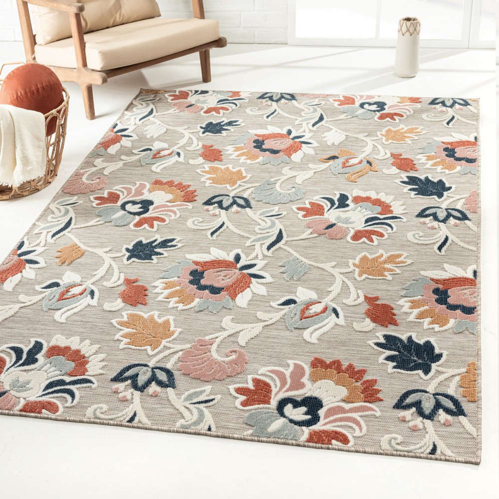 8' X 10' Blue And Gray Indoor Outdoor Area Rug