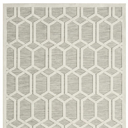 8' X 10' Gray And Ivory Indoor Outdoor Area Rug