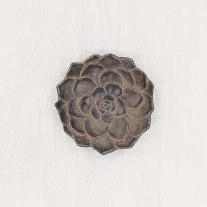 6" Black Lotus Flower Metal Handmade Tray