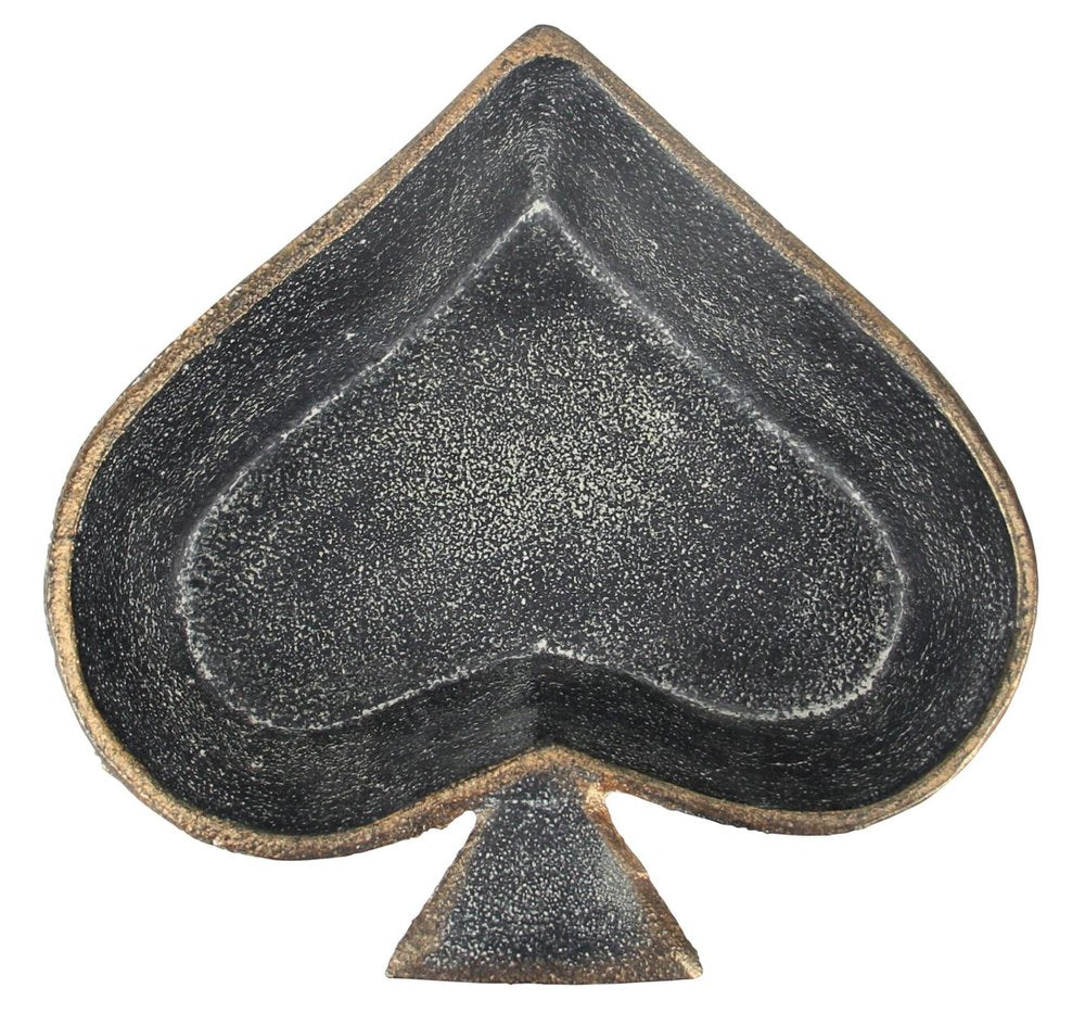 6" Black Ace Of Spades Cast Iron Handmade Vanity Tray