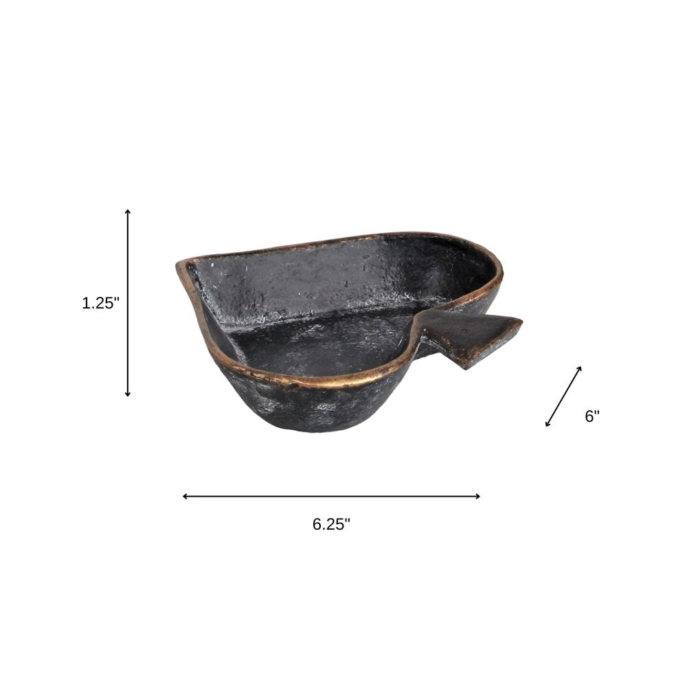 6" Black Ace Of Spades Cast Iron Handmade Vanity Tray