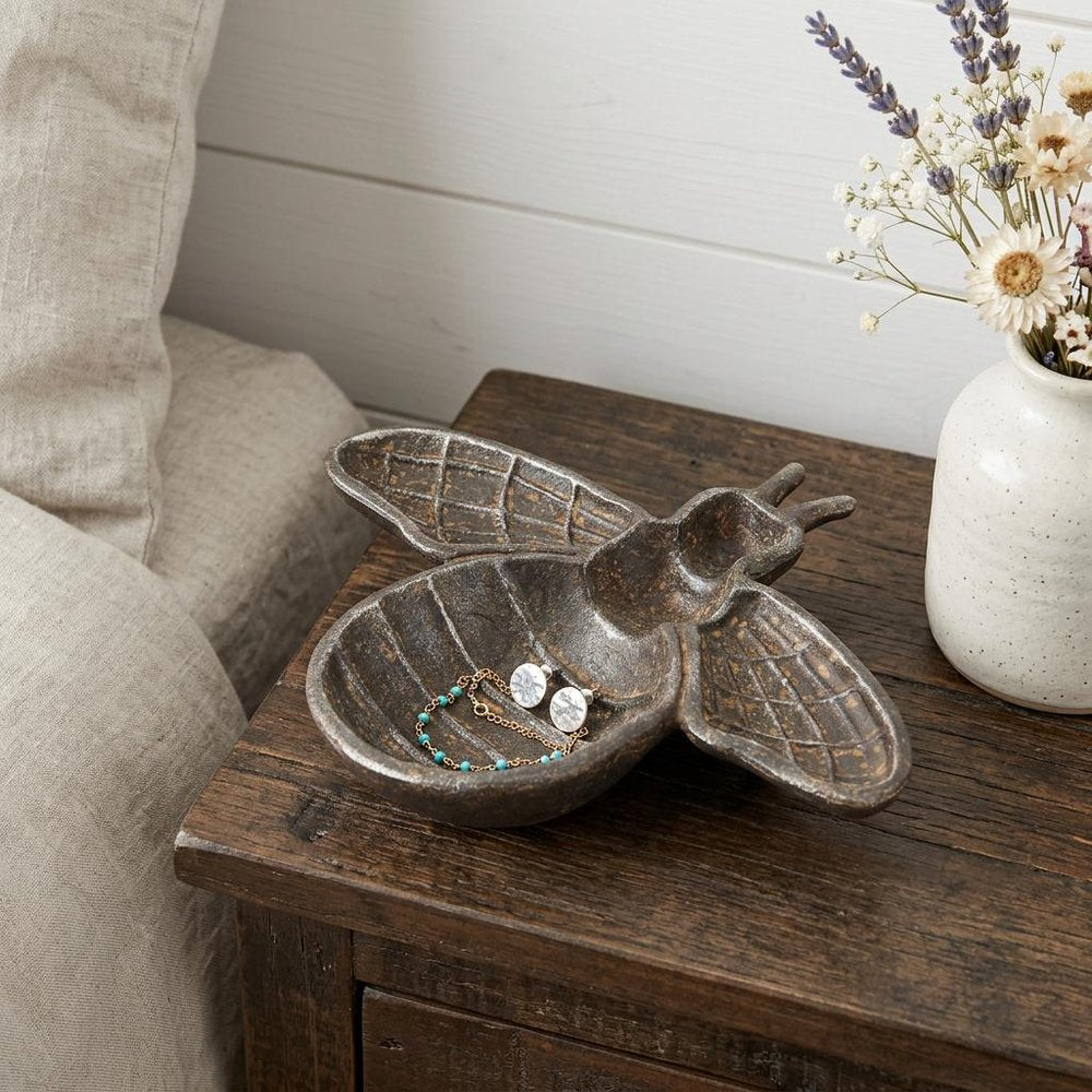 8" Gray Bumble Bee Metal Handmade Tray