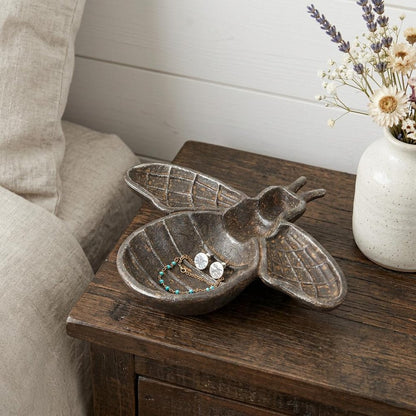 8" Gray Bumble Bee Metal Handmade Tray