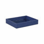 10" Navy Blue Mirrored Glass And Wood Faux Shagreen Vanity Tray